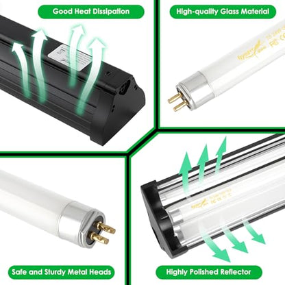 UVB Light for Reptiles Bearded Dragon, T5 UVB Reptile Light Fixture HO UVB Bulb Lighting Combo Kit 10.0 24W UVA UVB Reptile Light Bulb Terrarium Lamp Tube Bar for Snake Gecko Turtle Lizard, 22 Inch - size: T5-22Inch