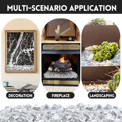 20 Pounds Fire Glass 1/2 Inch High Reflective Tempered Firepit Glass | Crystal Clear Rocks for Fireplace, Fire Pit Table, Fire Bowl and Landscaping & DIY Crafts - color: Crystal Clear, size: 1/2 inch, 20lb