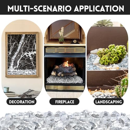 20 Pounds Fire Glass 1/2 Inch High Reflective Tempered Firepit Glass | Crystal Clear Rocks for Fireplace, Fire Pit Table, Fire Bowl and Landscaping & DIY Crafts - color: Crystal Clear, size: 1/2 inch, 20lb