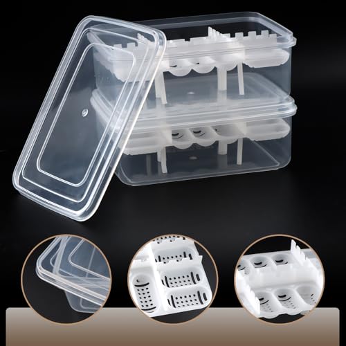 2 Pack Reptile Breeding Box 16 Grids Egg Hatching Incubator for Hatching Egg, Snake, Lizards, Turtle, Lions Mane, Gecko Without Thermometer (White)