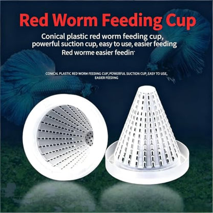 2Pcs White Cone Fish Feeder Cups with Suction for Aquarium Tanks | white cone fish feeder aquarium suction cup red worm feeder cup tank feeding dish 2pcs fish supplies