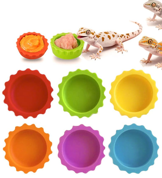 Meow&Woof Crested Gecko Feeding Cups, 6 Pack Small Silicone Reptile Food and Water Cups, 0.2 oz Gecko Food Dish for Crested Gecko, Leopard Gecko, Tarantula, Isopods and Hermit Crabs - color: 6 pack