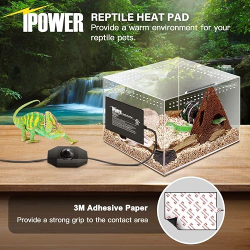 iPower 6 by 8 Inch Reptile Heating Pad with Temperature Adjustable Controller Knob, Under Tank Warmer Terrarium Heat Mat for Reptiles and Amphibians - size: 6 X 8 Inch, style: Heat Pad with Adjust Knob