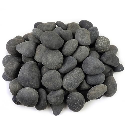 FANTIAN 40 lbs Black River Rocks for Landscaping, 3-4 Inch Beach Pebbles | Large Natural Decorative Black Stones for Planters, Garden, Fish Tank, Walkways, Outdoor, Fountain, Crafting - color: Black, size: 40 lbs, 3-4 Inch