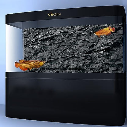 VIP. LINE 3D Effect Black Stone Texture Aquarium Background Poster Fish Tank Backdrop Decorations PVC Background (36" x 24"/ 91 x 61cm) - size: 36" x 24"/ 91 x 61cm