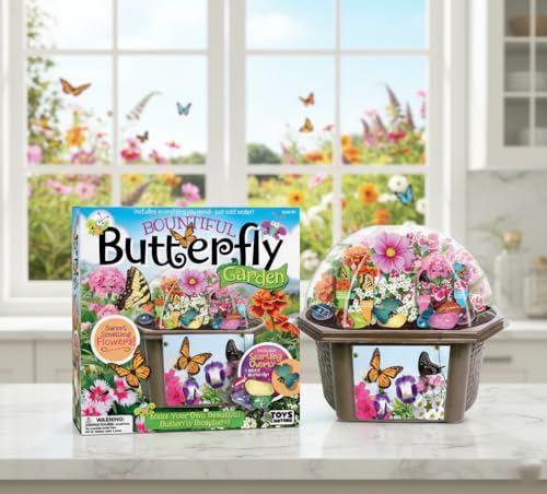 Toys by Nature Biosphere Terrarium Starter Kit, Complete Supplies Included to Grow Your Own Enchanting Garden and Indoor Plants! (Bountiful Butterfly Garden) - style: Bountiful Butterfly Garden