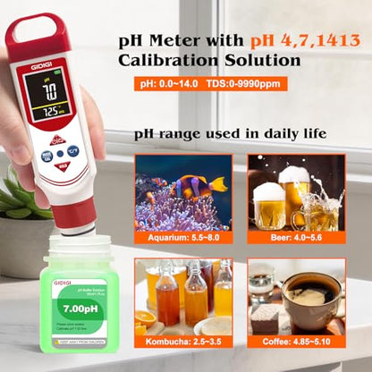 pH EC Meter for Hydroponic, Digital pH TDS EC ppm Tester | Color Screen Display, High Accuracy pH Pen Probe for Drinking Water, Nutrient Solution, Aquariums, Pools & Home Use
