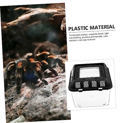 Yardwe Acrylic Portable Reptile Breeding Box Handle PET Display Container for Snakes Frogs and Spiders for Reptile Habitat and Convenient Transport