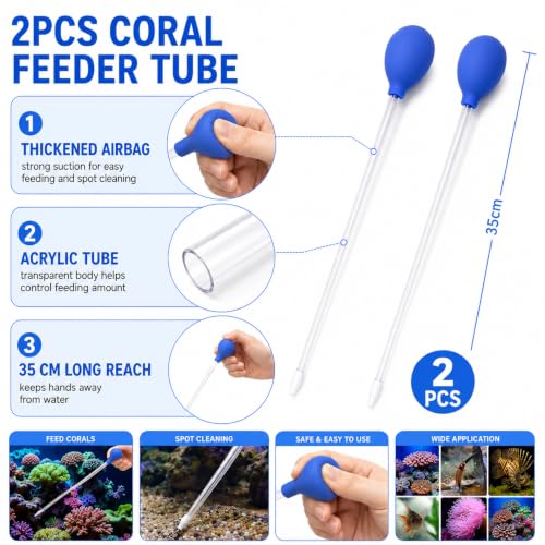 2 Pcs Long Pipette,Coral Feeder,for Fish Tank Coral Food Feeder Long Syringe Aquarium Coral Feeding Tube,for Reef Aquatic Plant Spider Snake Lizard