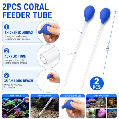 2 Pcs Long Pipette,Coral Feeder,for Fish Tank Coral Food Feeder Long Syringe Aquarium Coral Feeding Tube,for Reef Aquatic Plant Spider Snake Lizard