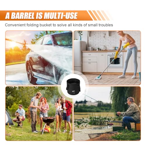 Collapsible Bucket Water Container with Handle - 5 Gallon 20L Multifunctional Portable Wash Basin - Foldable Water Bucket for Camping Fishing Hiking Gardening Car Washing&Outdoor Use (Black) - color: Black
