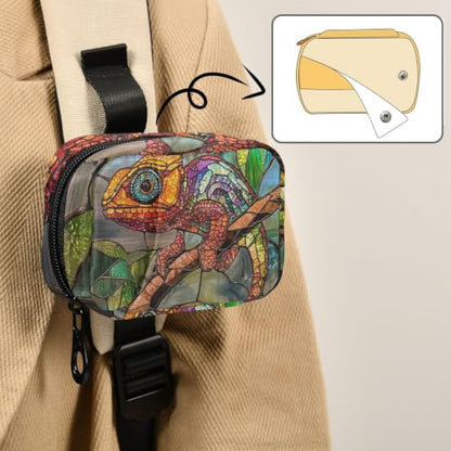 Medicine Bag Portable Pill Organizer for Purse Stained Glass Reptile | with Detachable Compartments,portable for purse