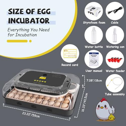 Sailnovo 70 Egg Incubators, Auto Humidification & Temperature Control | Auto Egg Turning & Built-in Candler & Alert System, Incubator for Chicken Duck Quail Eggs, Perfect for Lab School Farm