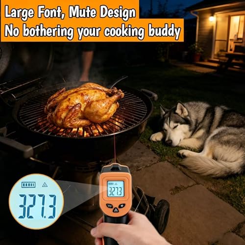 OnniOne Infrared Thermometer Temperature Gun for Cooking -58℉~1022℉ | Digital Thermometer Pizza Oven Blackstone Griddle, Laser Temperature Gun with Carrying Case, LCD Backlit (NOT for Human) - color: Black