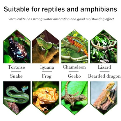 Hamiledyi Reptile Substrate Vermiculite Bedding Snake Hibernant moisturizing Soil Terrarium Bedding for Snake Tortoise Lizard Hatching Eggs(2.1Quart/2L) - size: S-2L