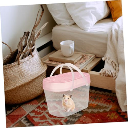 ERINGOGO 2pcs Small Pet Carriers Plastic Hamster Boxes Turtle Containers Medium Size Pink Portable Travel Reptile Holders for Outdoor Use