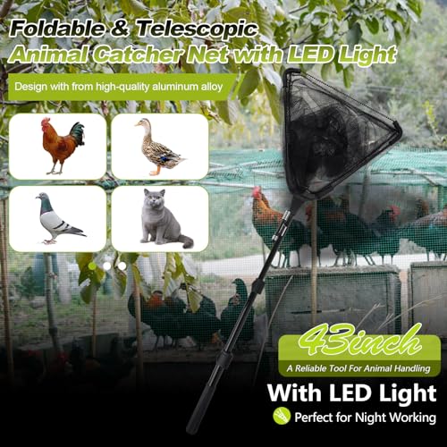 Chicken Catch Net, Animal Catching Capture Net Farm Trapping Pole | for Bird Cat Chicken Bat Duck Goose Raccoon Trap - Withstand 15lb