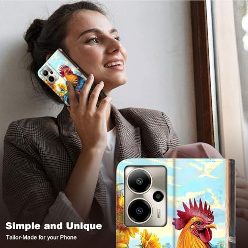 for Cricket Outlast 5G 2024 Wallet case with RFID Blocking Credit Card Holder Kickstand, Folio Flip PU Leather Shockproof Protective Cover for AT&T Motivate Pro 5G, Majestic Rooster - color: Majestic Rooster