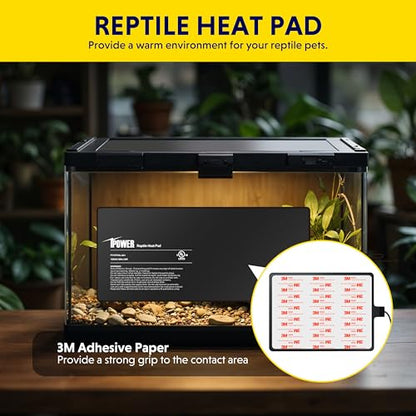 iPower 8x18 Inch Reptile Heating Pad, Under Tank Heater Warmer Heat Mat with Temperature Adjustable Controller Knob for Turtles, Lizards, Snakes - color: Black/Heat Pad with Adjust Knob, size: 8" x 18"