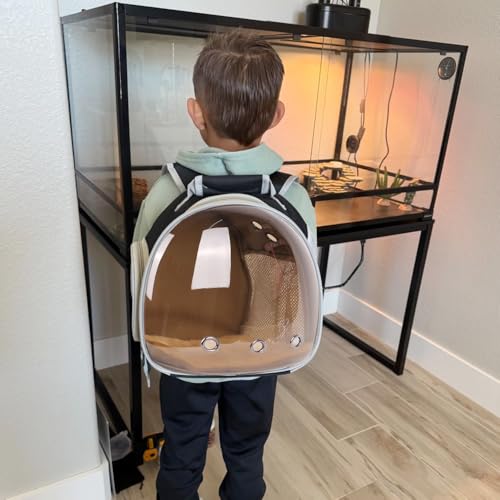 Small Animal Travel Backpack Carrier,Portable Bearded Dragon Bag for Sugar Glider,Hedgehog,Rat,Bunny,Rat,Outdoor Used (Polarized-Brown, New Version Backpack+BP LSH) - color: Polarized-Brown