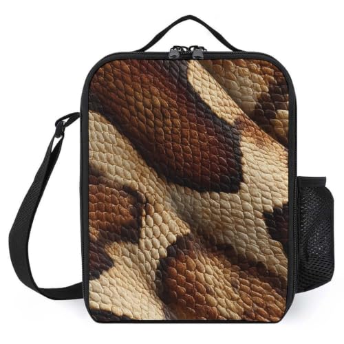 Snake Skin Texture Lunch Box Cooler Bag for Women Men | unisex adult,portable,insulated,adjustable strap,washable,bottle pocket