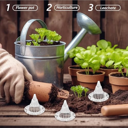 POPETPOP Flower Pot Hole Mesh Pad | Keeping Soil from Flowing, 50 Pack Drainage Pads and Pot Fillers - size: 5.50X4.70X3.40CM