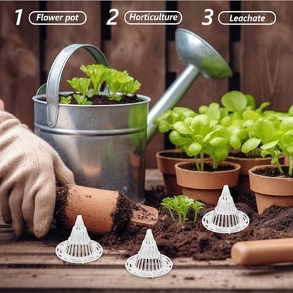 POPETPOP Flower Pot Hole Mesh Pad | Keeping Soil from Flowing, 50 Pack Drainage Pads and Pot Fillers - size: 5.50X4.70X3.40CM