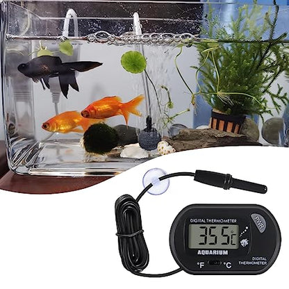 2Pack Digital Aquarium Thermometer with Large LCD Display, Reptile Thermometer for Vehicle, Terrarium, Fish Tank, Refrigerator