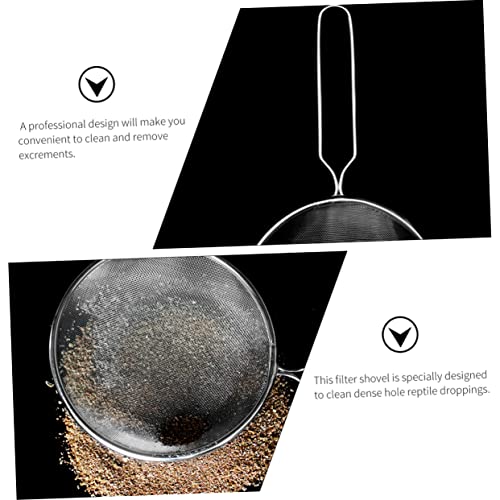 Mipcase Pet Sand Shovel Animals for Stainless Steel Spoon Spoons Cat Litter Scoop Stainer Steel Strainer Terrarium Litter Cleaner Reptile Cleaning Tool Reptile Supplies Fryer Mesh