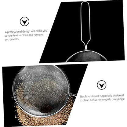 Mipcase Pet Sand Shovel Animals for Stainless Steel Spoon Spoons Cat Litter Scoop Stainer Steel Strainer Terrarium Litter Cleaner Reptile Cleaning Tool Reptile Supplies Fryer Mesh