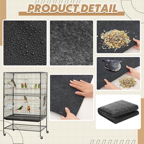Nuanchu Large Bird Cage Mat, 48 x 48 Inch Under Pet Cage Mat, Absorbent/Waterproof Felt Pad for Bird Cages, Reptile Aquariums, Dog Kennels, with Non-Slip Backing for Hard Floors and Surfaces - size: 48.0"L x 48.0"W x 0.4"H