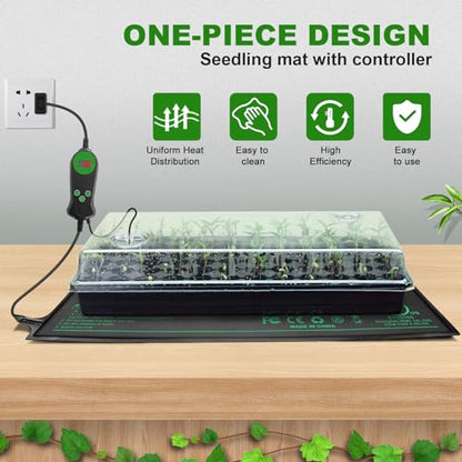 Seedling Heat Mat with Built-in Thermostat 4 Pack, 10" x 20.75" Waterproof Plant Heating Pad with Temperature Controller for Hydroponic,Germination, Indoor Gardening, Greenhouse, MET-Certified - size: 20x10.75*4