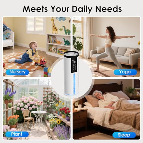 Humidifier for Large Room, 2.11Gal Cool & Warm Mist,Top Fill, 80H | Home Humidifier with Humidistat, 4 Mist Level,up to 650 ft² Coverage,Auto Mode,Quiet Humidifier for Bedroom,Commercial,Plant - color: Lvory