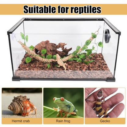 DONGKER Hermit Crab Climbing Rope,Sisal Rope Lizards Climbing Ladder Toy with Hook & Suction Cups for Reptile Geckos Resting Exploring Hiding Play - size: 55CM
