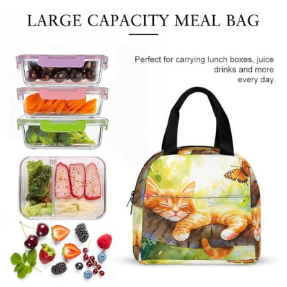 Sleepy Cat Lunch Bag for Women Men | Insulated Lunch Box Leakproof Food Meal Containers Reusable Foldable 6L Capacity Lunch Tote Bags for Work Picnic Travel - color: style-7