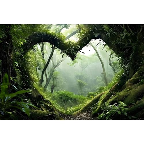 AWERT 48x18 inches Polyester Tropical Rainforest Terrarium Background Stream Green Huge Tree Reptile Habitat Background Foggy Rainforest Aquarium Background | AWERT Polyester Tropical Foggy Stream Terrarium Background - size: 48x18in/120x45cm