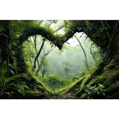 30x12 in Green Tree Reptile Habitat Background Rainforest Aquarium Backdrop | AWERT Polyester Tropical Foggy Stream Terrarium Background - size: 30x12in/75x30cm
