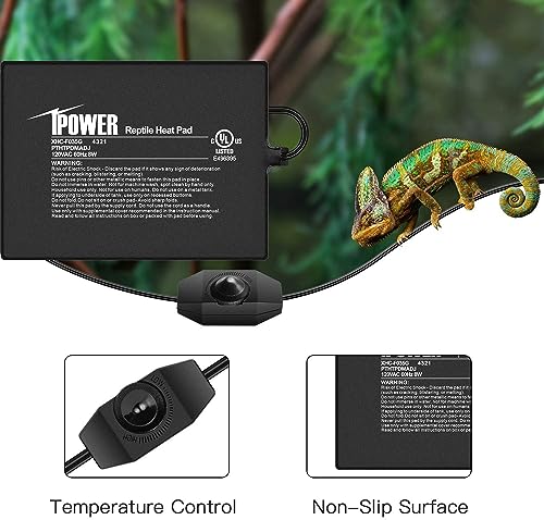 iPower 6 by 8 Inch Reptile Heating Pad with Temperature Adjustable Controller Knob, Under Tank Warmer Terrarium Heat Mat for Reptiles and Amphibians - size: 6 X 8 Inch