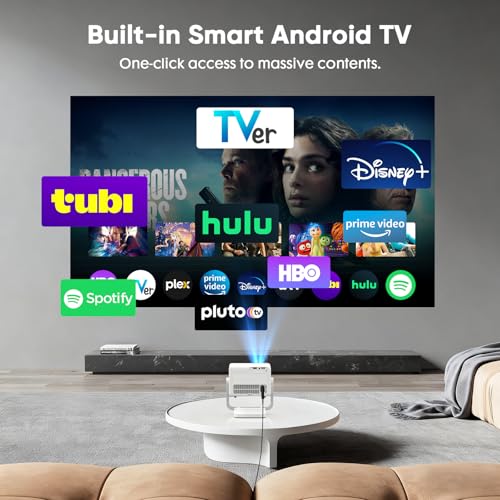 【Built-in Apps & Native 1080P】Smart Mini Projector with WiFi and Bluetooth, 4K Outdoor Movie Projector with Electric Focus & Auto Keystone, YINCODI Portable Proyector for Bedroom/Home/Celling
