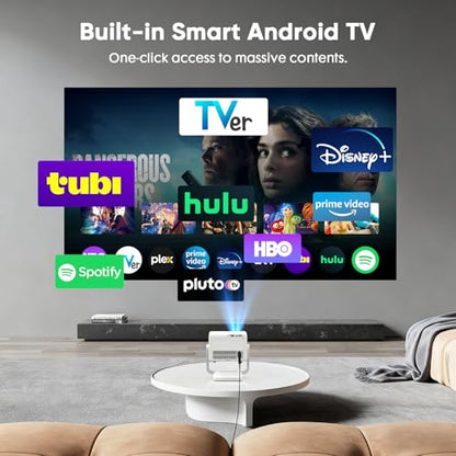 【Built-in Apps & Native 1080P】Smart Mini Projector with WiFi and Bluetooth, 4K Outdoor Movie Projector with Electric Focus & Auto Keystone, YINCODI Portable Proyector for Bedroom/Home/Celling