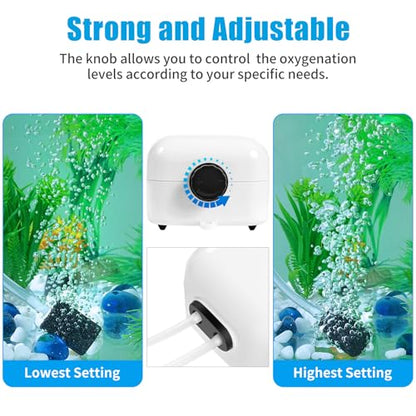 AQUANEAT Aquarium Air Pump for 20-210 Gallon Tank, Fish Air Bubbler, Hydroponic Oxygen Aerator with Stones, Airline Tubing, Check Valves - size: 150-210 Gallons