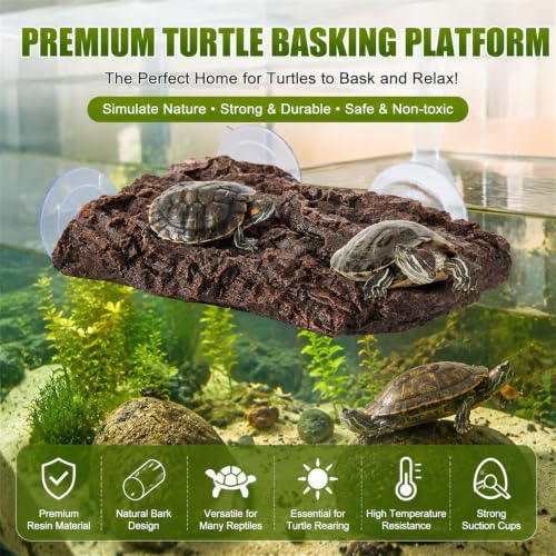 Turtle Basking Platform, Fish Tank Aquarium Tortoise Climbing Platform with 3 Suction Cups, Baby Tortoise Resting Terrace, Climbing Ramp Shale Reptiles Dock for Terrapins, Frogs
