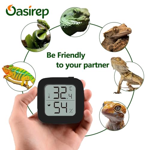 Black Reptile Thermometer and Hygrometer – LCD Digital Temp & Humidity Gauge for Bearded Dragon, Ball Python, Crested Gecko, Tortoise, Frog, Axolotl Tanks - size: KD30M-Black