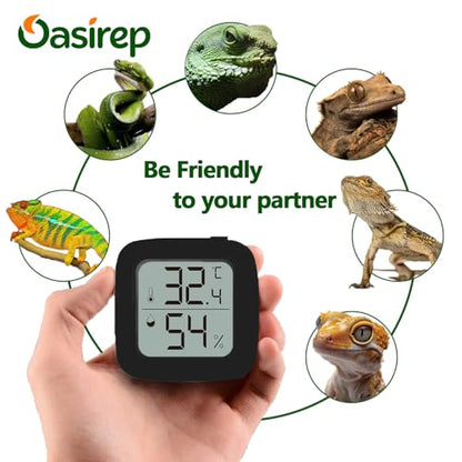 Black 2-Pack Reptile Thermometer and Hygrometer – Digital LCD Temp & Humidity Gauge for Bearded Dragon, Corn Snake, Hermit Crab, Iguana, Axolotl, Vivarium & Terrarium Setup - size: Black-2PCS