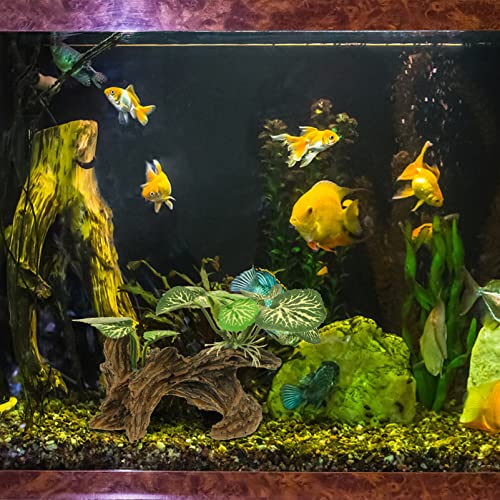 Ipetboom Aquarium Plants Fish Tank Decorations, Reptile Corner Branch Resin Climbing Tree Branch with Leaves, Fish Turtle Tank Decor for Snake Bearded Dragon Lizard Frog - size: X-Small