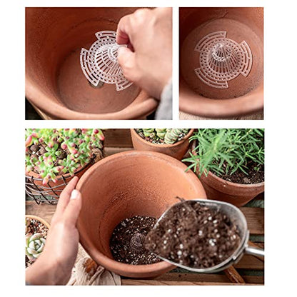 15 Pack Flower Pot Hole Mesh Pad Plastic Cone Bottom Grid Gasket Drain Mat Cover Drainage Screen for Plants Bonsai Gardening Breathable Hydrophobic Anti-Rot Root Prevent Soil Leakage