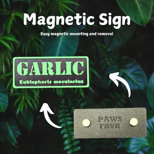 Magnetic Reptile Personalized Name Sign for Leopard Gecko, Crested Gecko, Frogs, Snakes, Hermit Crab with Species Name Plate Habitat Decor Accessories