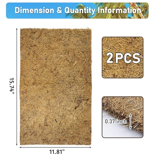 PIVBY 2 PCS Reptile Carpet, Natural Coco Coir Mat (15.74" x 11.81"), Coconut Fiber Substrate Pet Terrarium Liner for Bearded Dragon Tortoise Habitat Lizards Turtles Snakes Iguana Hermit Crab - size: S: 15.74" x 11.81"