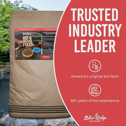Blue Ridge Koi Fish Food 50lb - Koi Food Mini Growth Formula, Goldfish Food, Premium Fish Food for Ponds, Ponds Fish Food, Floating Pond Pellets - size: 50 Pound (Pack of 1)