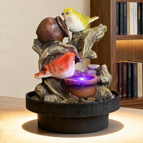 Resin LED Indoor Water Fountains | Office, Home Relocation Gifts - color: Little Bird